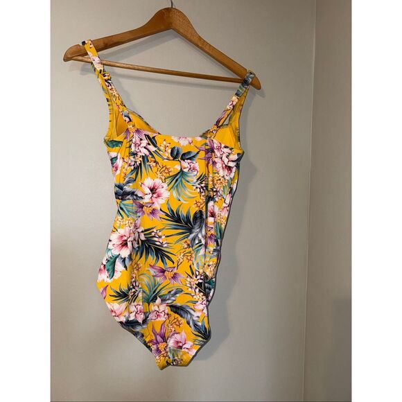 Niptuck Swim Size 10 Multifit Cup One Piece Swimsuit Golden Floral Tropical - Picture 5 of 8